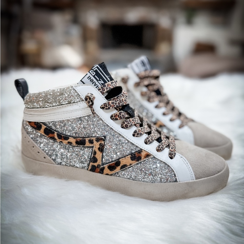 Gianni Bini Hightop Glitter Cheetah Leopard Shoes Size 7